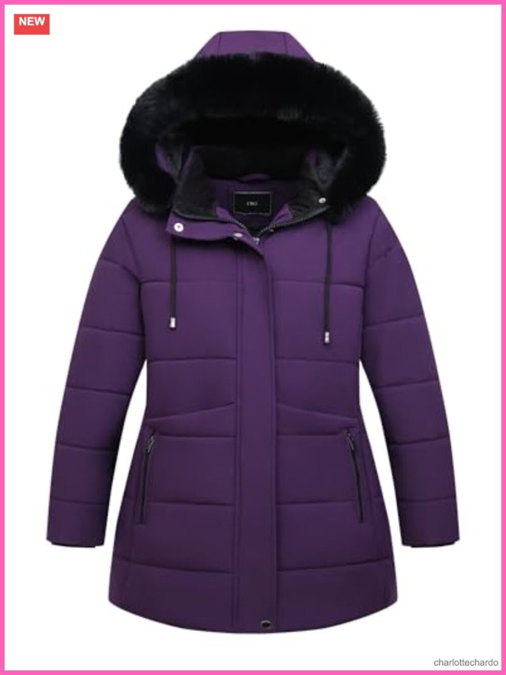 Women's Plus Size Quilted Winter Parka Down Coat Zip Pockets